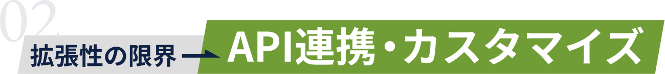拡張性の限界→API連携・カスタマイズ